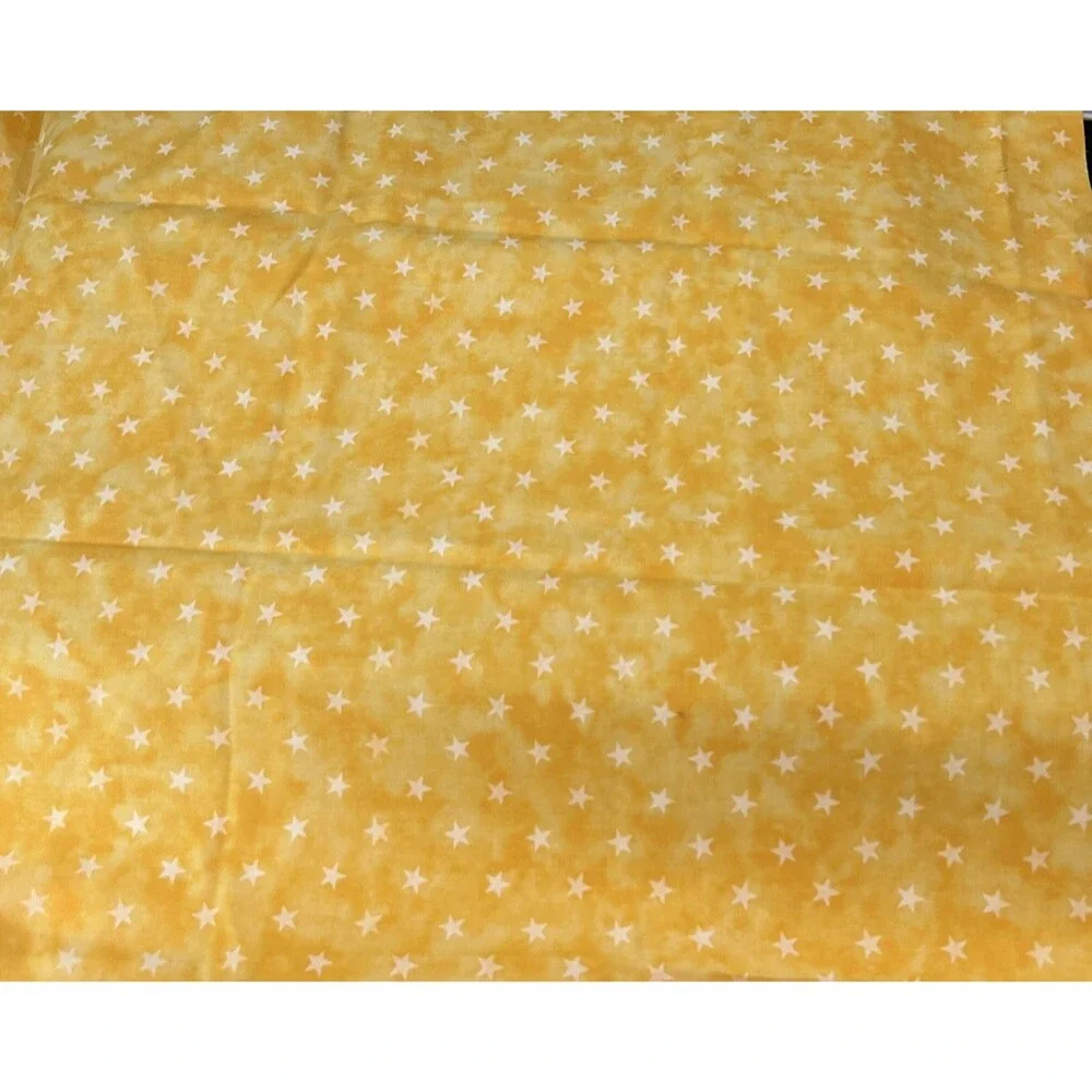 Yellow White Stars Bright Cotton Blank Quilting Fabric 23
